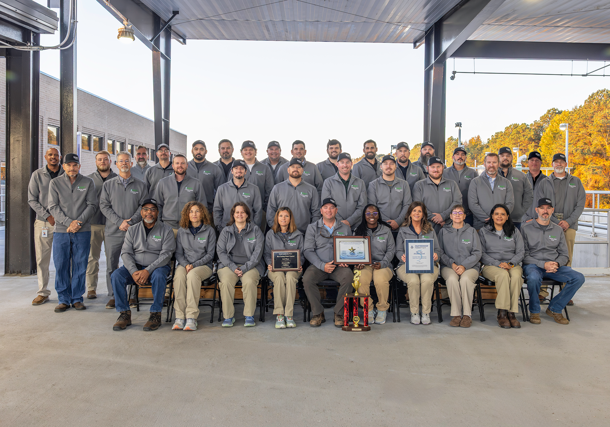 Water Treatment Plant staff pose for photo with AWOP award.